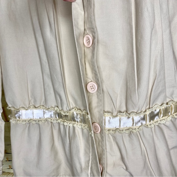 Vintage DB Sport Khaki Jacket With Lace & Satin Ribbon Size L Women's - Picture 8 of 12